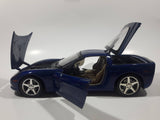2003 Hot Wheels C6 Corvette Blue 1/18 Scale Die Cast Toy Car Vehicle with Opening Doors, Trunk, and Hood Missing Mirrors