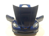 2003 Hot Wheels C6 Corvette Blue 1/18 Scale Die Cast Toy Car Vehicle with Opening Doors, Trunk, and Hood Missing Mirrors