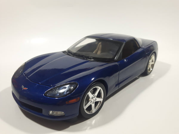 2003 Hot Wheels C6 Corvette Blue 1/18 Scale Die Cast Toy Car Vehicle with Opening Doors, Trunk, and Hood Missing Mirrors