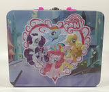 2013 Hasbro My Little Pony Cartoon Characters Pink and Blue Embossed Tin Metal Lunch Box