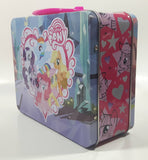 2013 Hasbro My Little Pony Cartoon Characters Pink and Blue Embossed Tin Metal Lunch Box