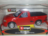 Burago Gold Collection Ford SVT F150 Lightning Red 1/21 Scale Die Cast Toy Car Vehicle with Opening Doors, Hood, and Tail Gate New in Box
