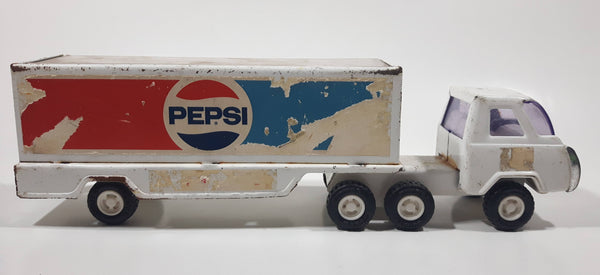 Vintage Buddy L Pepsi Semi Transport Truck White Pressed Steel Die Cast Toy Car Vehicle