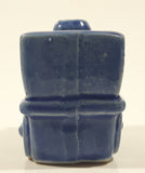Vintage Train Engine Locomotive Blue Glazed Ceramic Pottery 2 1/2" Long Toothpick Holder