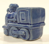 Vintage Train Engine Locomotive Blue Glazed Ceramic Pottery 2 1/2" Long Toothpick Holder