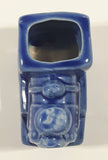 Vintage Train Engine Locomotive Blue Glazed Ceramic Pottery 2 1/2" Long Toothpick Holder