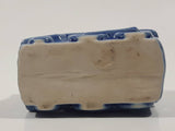 Vintage Train Engine Locomotive Blue Glazed Ceramic Pottery 2 1/2" Long Toothpick Holder
