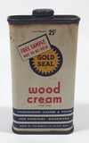 Vintage Gold Seal Wood Cream Free Sample 25 Cents 4 1/8" Tall Tin Metal Container 4 Fluid Ounces