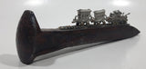 Vintage Railroad Spike with Metal Train Cars On Track 6 3/4" Long