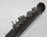 Vintage Railroad Spike with Metal Train Cars On Track 6 3/4" Long