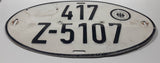 Vintage 1967 Western Germany Customs Export Hauptzollamt Hannover Oval Shaped Metal Vehicle License Plate Tag 417 Z-5107