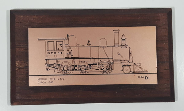 Vintage CP Rail Mogul Type 2-6-0 Circa 1888 C.P.R. 415 Copper Metal 4 1/4" x 7 1/4" Wood Wall Plaque