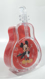 1982 - 2008 Mickey Mouse Cello Bass Violin Fiddle Shaped Clear and Red 6 1/2" Tall Plastic Clock