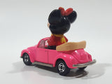 Vintage Tomy Walt Disney Production No. PD-6 Minnie Mouse VW Volkswagen Beetle Convertible Hot Pink Die Cast Metal Toy Car Construction Vehicle