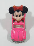 Vintage Tomy Walt Disney Production No. PD-6 Minnie Mouse VW Volkswagen Beetle Convertible Hot Pink Die Cast Metal Toy Car Construction Vehicle