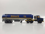 Rare Vintage Majorette Super Movers Semi Tractor Truck and Tanker Trailer Sunoco Blue and Yellow 1/60 Scale Die Cast Toy Car Vehicle