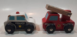 Police Car and Fire Truck Wood Toy Vehicles Set of 2