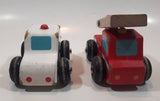 Police Car and Fire Truck Wood Toy Vehicles Set of 2
