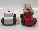 Police Car and Fire Truck Wood Toy Vehicles Set of 2
