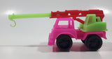 Crane Truck Hot Pink and Green with Red Boom Plastic Toy Car Vehicle