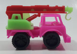 Crane Truck Hot Pink and Green with Red Boom Plastic Toy Car Vehicle