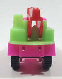Crane Truck Hot Pink and Green with Red Boom Plastic Toy Car Vehicle
