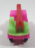 Crane Truck Hot Pink and Green with Red Boom Plastic Toy Car Vehicle