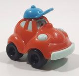 Kinder Surprise Orange and Blue Snap Together Plastic Toy Car Vehicle Wearing a Hat