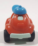 Kinder Surprise Orange and Blue Snap Together Plastic Toy Car Vehicle Wearing a Hat