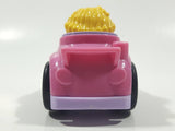 2009 Mattel Fisher Price Little People Wheelies Blonde Girl Purple Clothes Pink Plastic Toy Car Vehicle