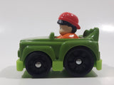 2013 Mattel Fisher Price Little People Wheelies Black Hair Red Cap Boy Orange Clothes Green Gator Plastic Toy Car Vehicle