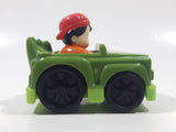 2013 Mattel Fisher Price Little People Wheelies Black Hair Red Cap Boy Orange Clothes Green Gator Plastic Toy Car Vehicle
