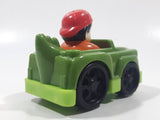 2013 Mattel Fisher Price Little People Wheelies Black Hair Red Cap Boy Orange Clothes Green Gator Plastic Toy Car Vehicle