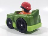 2013 Mattel Fisher Price Little People Wheelies Black Hair Red Cap Boy Orange Clothes Green Gator Plastic Toy Car Vehicle