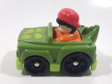2013 Mattel Fisher Price Little People Wheelies Black Hair Red Cap Boy Orange Clothes Green Gator Plastic Toy Car Vehicle