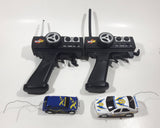 2002 Micro RC #8 White and #22 Blue Plastic Toy Car Remote Control Vehicles Set of 2 Cars and 2 Controllers