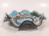 Vintage Disneyland Exclusive Walt Disney Productions Sleeping Beauty's Castle 7 1/2" Diameter Blue Waved Edge Glass Candy Dish / Ash Tray