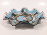 Vintage Disneyland Exclusive Walt Disney Productions Sleeping Beauty's Castle 7 1/2" Diameter Blue Waved Edge Glass Candy Dish / Ash Tray