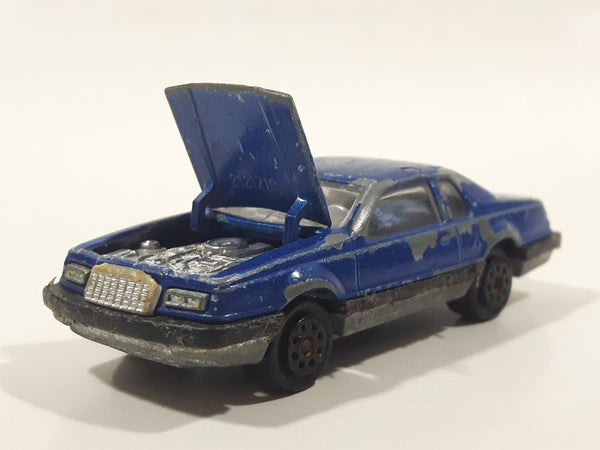 Vintage Majorette No. 217 Ford Thunderbird Dark Blue 1/67 Scale Die Cast Toy Car Vehicle With Opening Hood