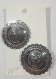 Western Ornate Circular Shaped Snap Back Metal Earrings