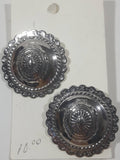 Western Ornate Circular Shaped Snap Back Metal Earrings