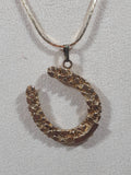 Western Horse Shoe 16" Long Gold Tone Metal Chain Necklace