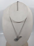 Iridescent Rhinestone Electric Guitar Shape Pendant 18" Long Metal Necklace