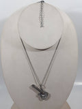 Iridescent Rhinestone Electric Guitar Shape Pendant 18" Long Metal Necklace