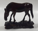 Grazing Horse 3 1/2" Long Wood Carved Figurine Made in Finland