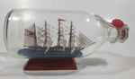 Vintage Highly Detailed Miniature "Pamir" German Flagged Tall Ship in Cork Top 7 1/4" Long Glass Bottle