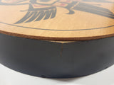 Vintage Clarence A. Wells Eagle and Salmon Themed 10 1/2" Bent Wood Aboriginal Drum Art