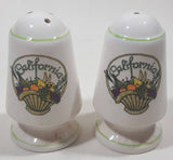Vintage California Basket of Fruit and Vegetables Themed 3 1/8" Tall Salt and Pepper Shaker Set Made in Korea