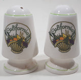 Vintage California Basket of Fruit and Vegetables Themed 3 1/8" Tall Salt and Pepper Shaker Set Made in Korea