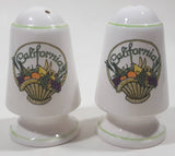 Vintage California Basket of Fruit and Vegetables Themed 3 1/8" Tall Salt and Pepper Shaker Set Made in Korea